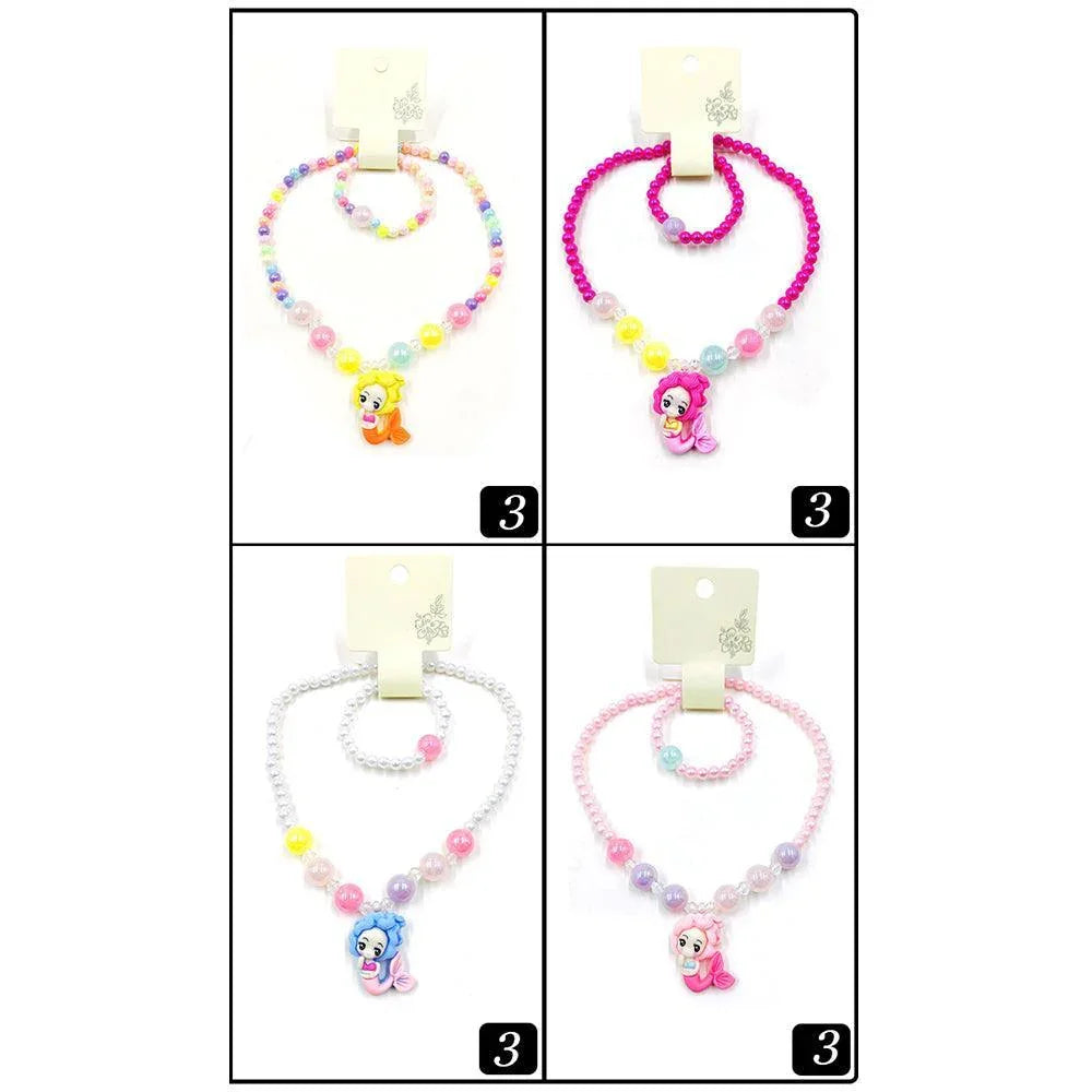 12 SET OF 2 - Mermaid Pendant Beaded Kids Bracelet Necklace Sets - Jewelry Store by Erik Rayo