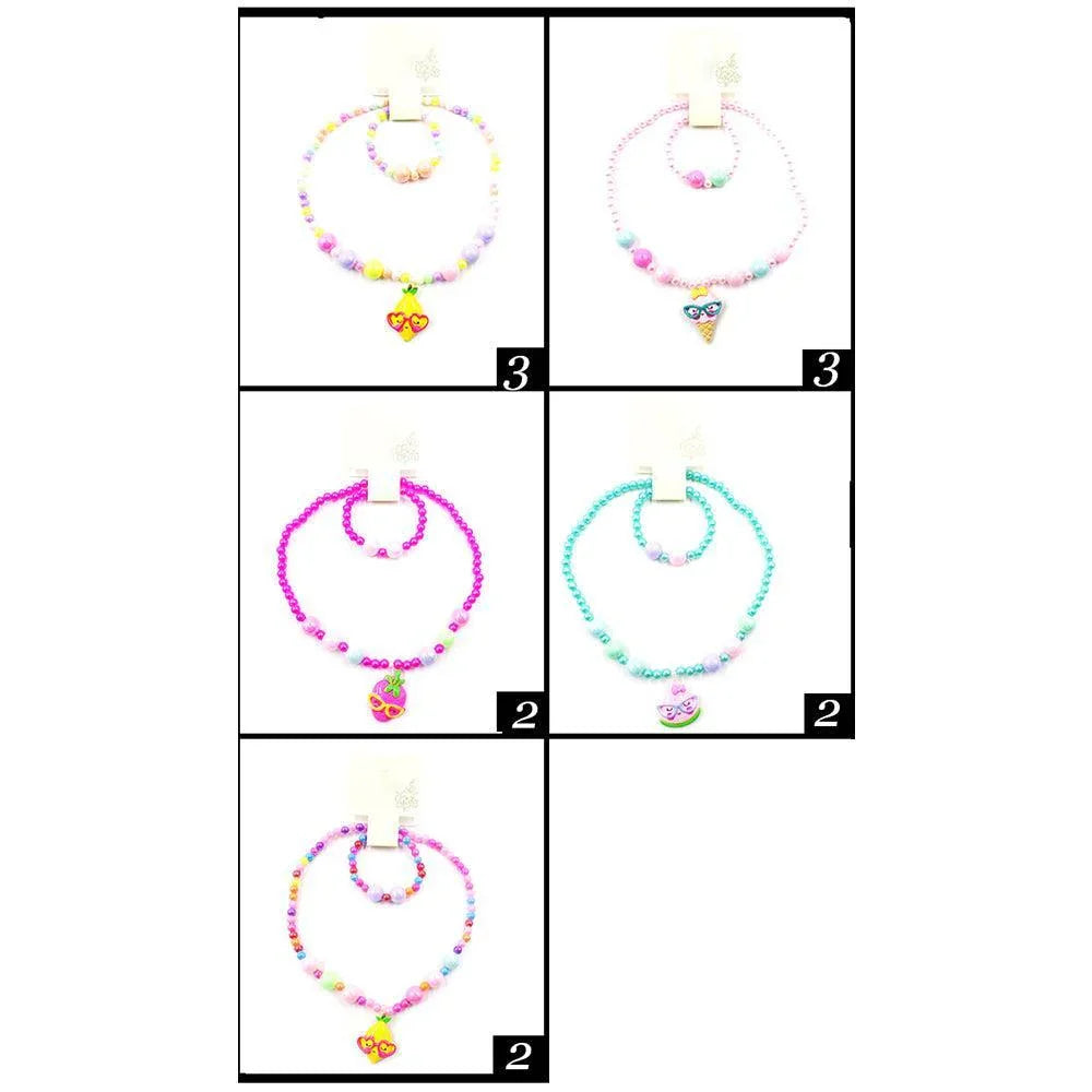 12 SET OF 2 - Fruit Pendant Beaded Kids Bracelet Necklace Sets - Jewelry Store by Erik Rayo