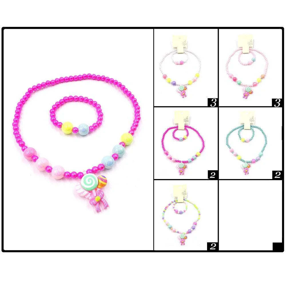 12PCS - Lollipop Pendant Beaded Stretch Kids Necklaces - Jewelry Store by Erik Rayo