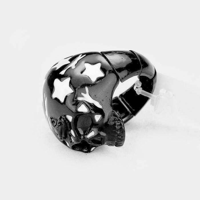 12PCS - Star Patterned Metal Skull Stretch Rings - Jewelry Store by Erik Rayo