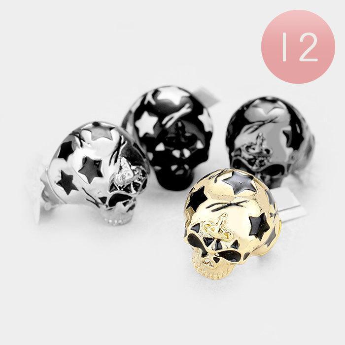 12PCS - Star Patterned Metal Skull Stretch Rings - Jewelry Store by Erik Rayo