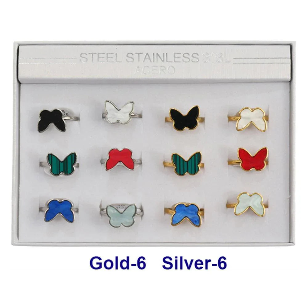 12PCS - Butterfly Stainless Steel Rings - Jewelry Store by Erik Rayo