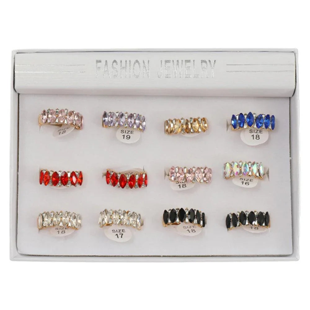 12PCS - Marquise Stone Embellished Rings - Jewelry Store by Erik Rayo