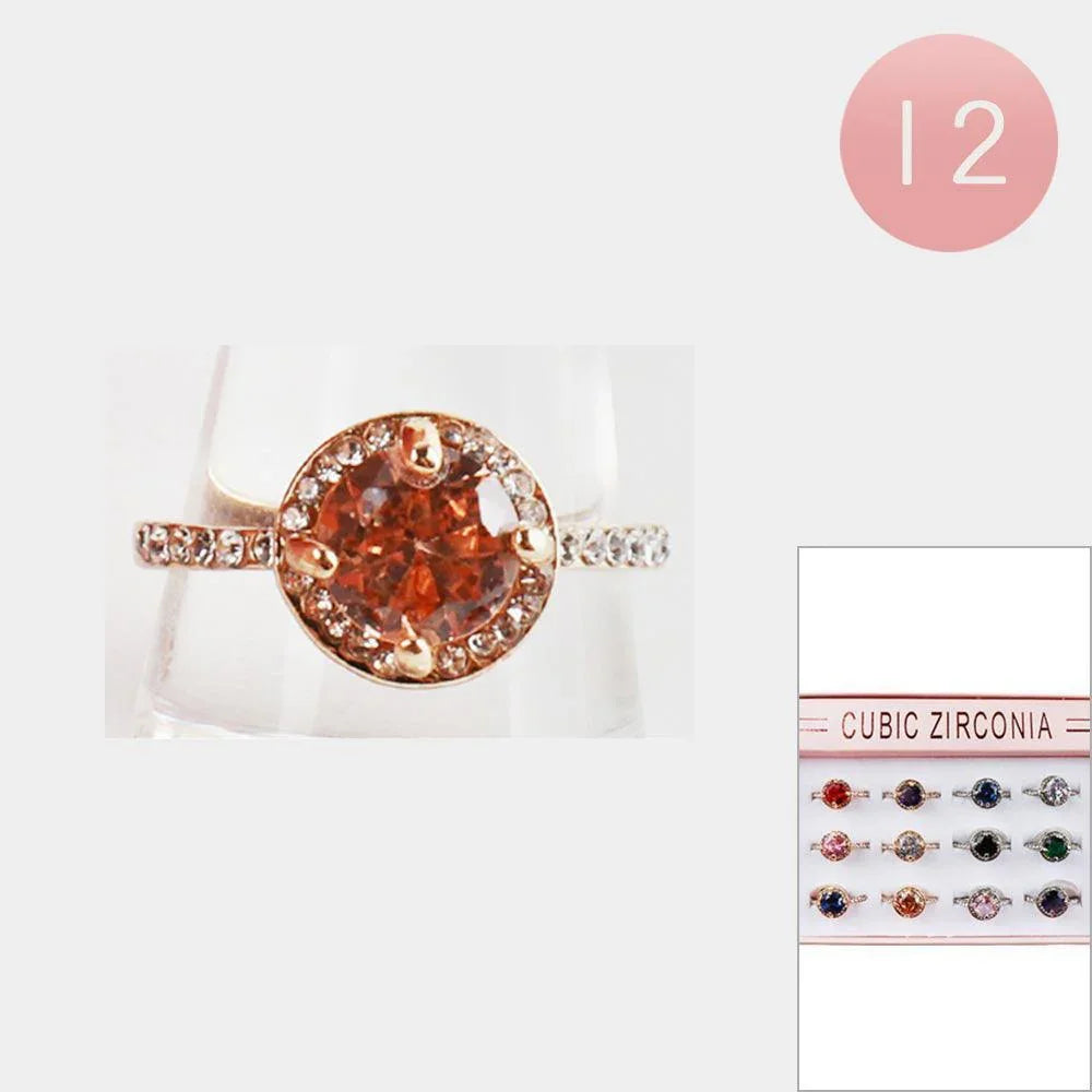12PCS - Round Stone Accented Rings - Jewelry Store by Erik Rayo