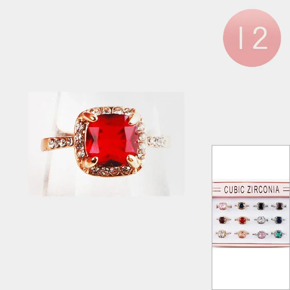 12PCS - Rectangle Stone Accented Rings - Jewelry Store by Erik Rayo