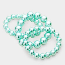 Load image into Gallery viewer, Aqua 3PCS - Stackable Pearl Stretch Bracelets
