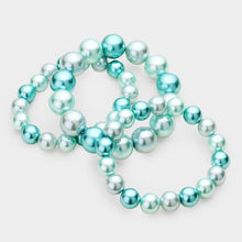 Load image into Gallery viewer, Blue 3PCS - Stackable Pearl Stretch Bracelets
