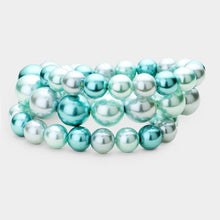 Load image into Gallery viewer, Blue 3PCS - Stackable Pearl Stretch Bracelets
