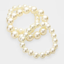 Load image into Gallery viewer, Cream 3PCS - Stackable Pearl Stretch Bracelets
