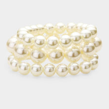 Load image into Gallery viewer, Cream 3PCS - Stackable Pearl Stretch Bracelets
