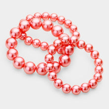 Load image into Gallery viewer, Pink 3PCS - Stackable Pearl Stretch Bracelets
