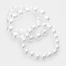 Load image into Gallery viewer, White 3PCS - Stackable Pearl Stretch Bracelets
