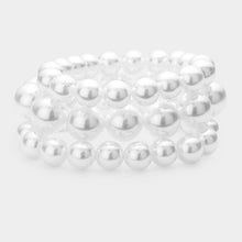 Load image into Gallery viewer, White 3PCS - Stackable Pearl Stretch Bracelets
