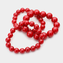 Load image into Gallery viewer, Red 3PCS - Stackable Pearl Stretch Bracelets
