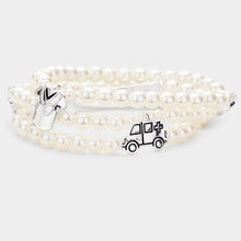 Load image into Gallery viewer, Cream Doctor Pearl Triple Strand Stretch Message Bracelet
