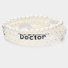 Load image into Gallery viewer, Cream Doctor Pearl Triple Strand Stretch Message Bracelet
