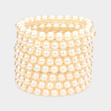 Load image into Gallery viewer, Cream 8PCS - pearl stack stretch bracelets
