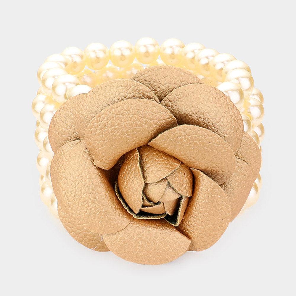 Gold Chunky Rose Pearl Bracelet