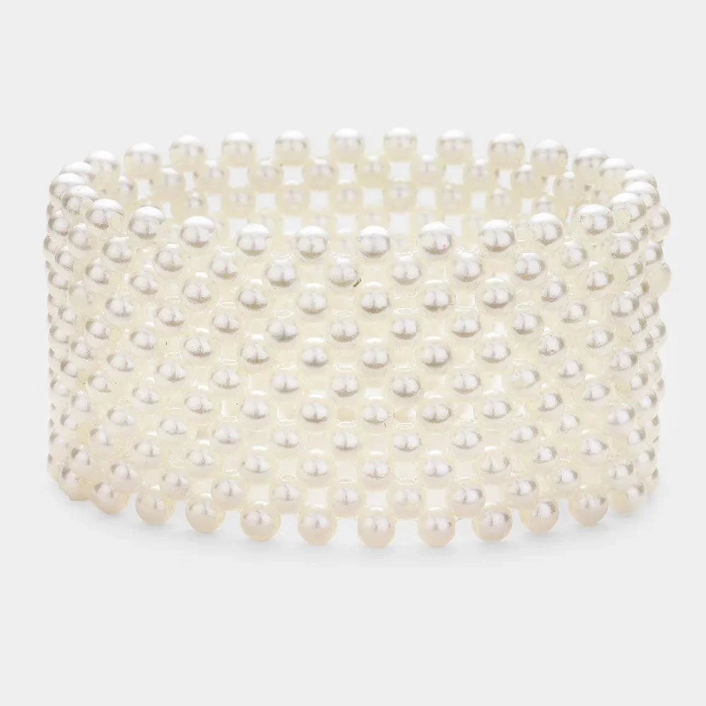 Cream Pearl Stretch Bracelet - Jewelry Store by Erik Rayo