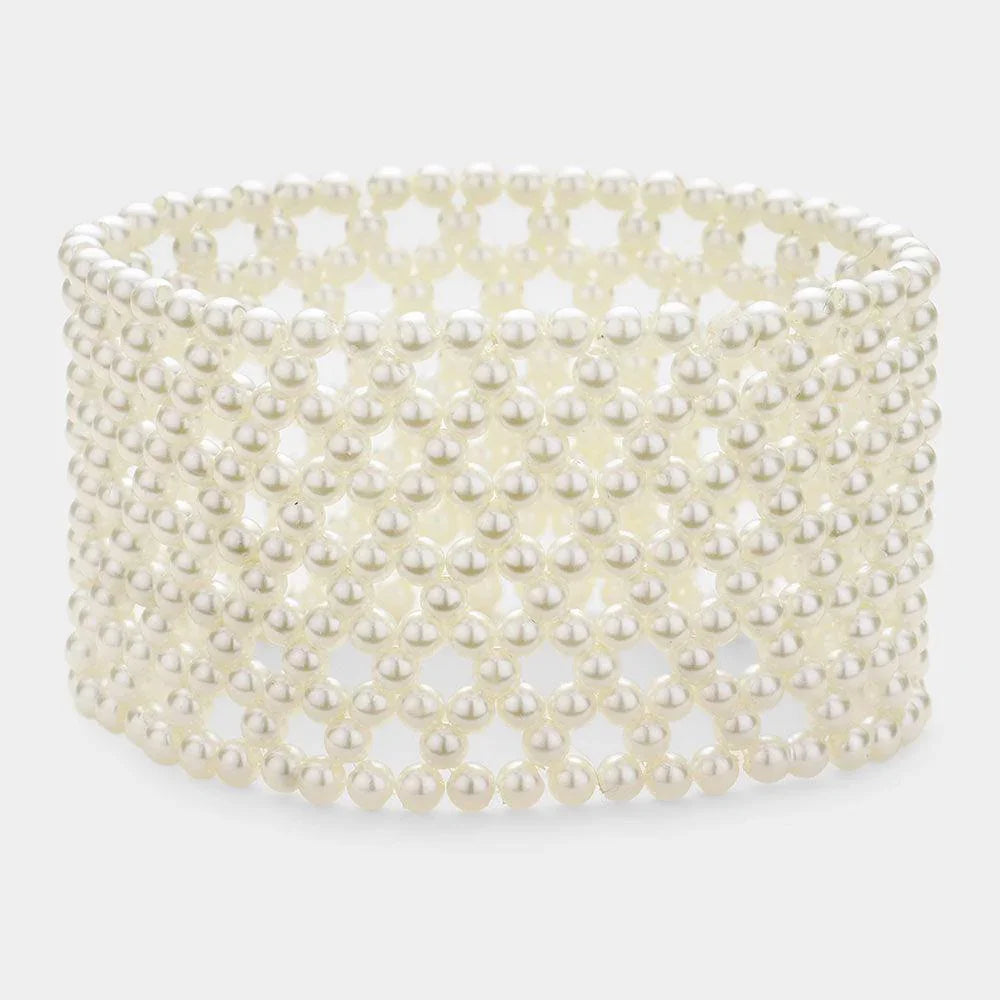 Cream Pearl Stretch Bracelet - Jewelry Store by Erik Rayo