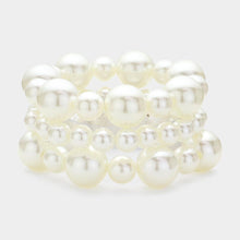 Load image into Gallery viewer, Cream 3PCS - Pearl Beaded Multi Layered Stretch Bracelets
