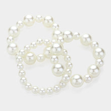 Load image into Gallery viewer, Cream 3PCS - Pearl Beaded Multi Layered Stretch Bracelets
