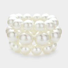 Load image into Gallery viewer, Cream 3PCS - Pearl Beaded Multi Layered Stretch Bracelets
