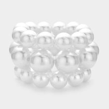 Load image into Gallery viewer, White 3PCS - Pearl Beaded Multi Layered Stretch Bracelets
