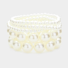 Load image into Gallery viewer, Cream 5PCS - Pearl Beaded Multi Layered Stretch Bracelets
