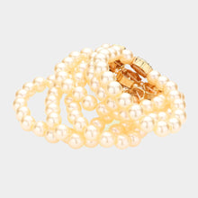 Load image into Gallery viewer, Cream Stone Embellished Multi Layered Pearl Stretch Bracelet
