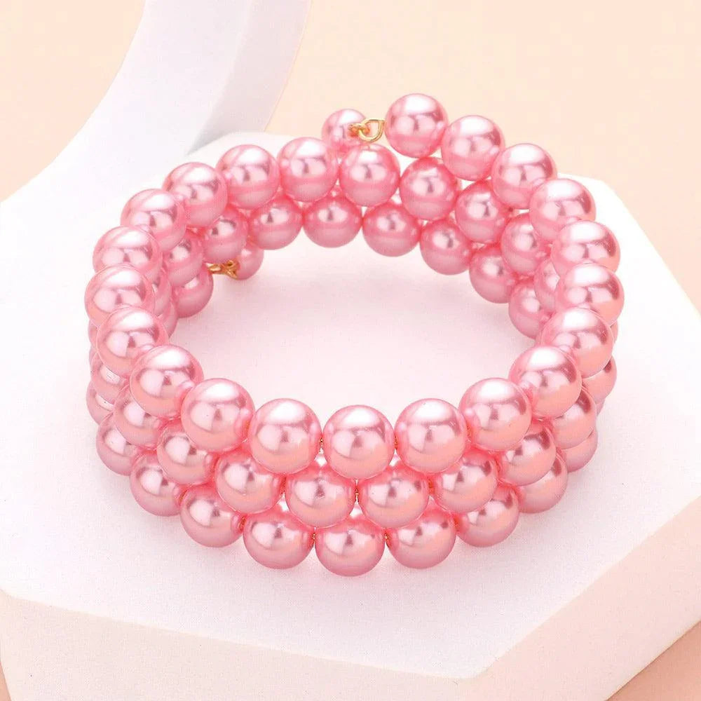 Pink Barbie Pink Pearl Coil Bracelet - Jewelry Store by Erik Rayo