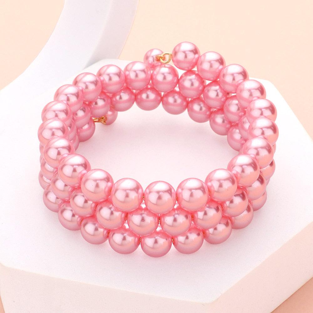 Pink Barbie Pink Pearl Coil Bracelet