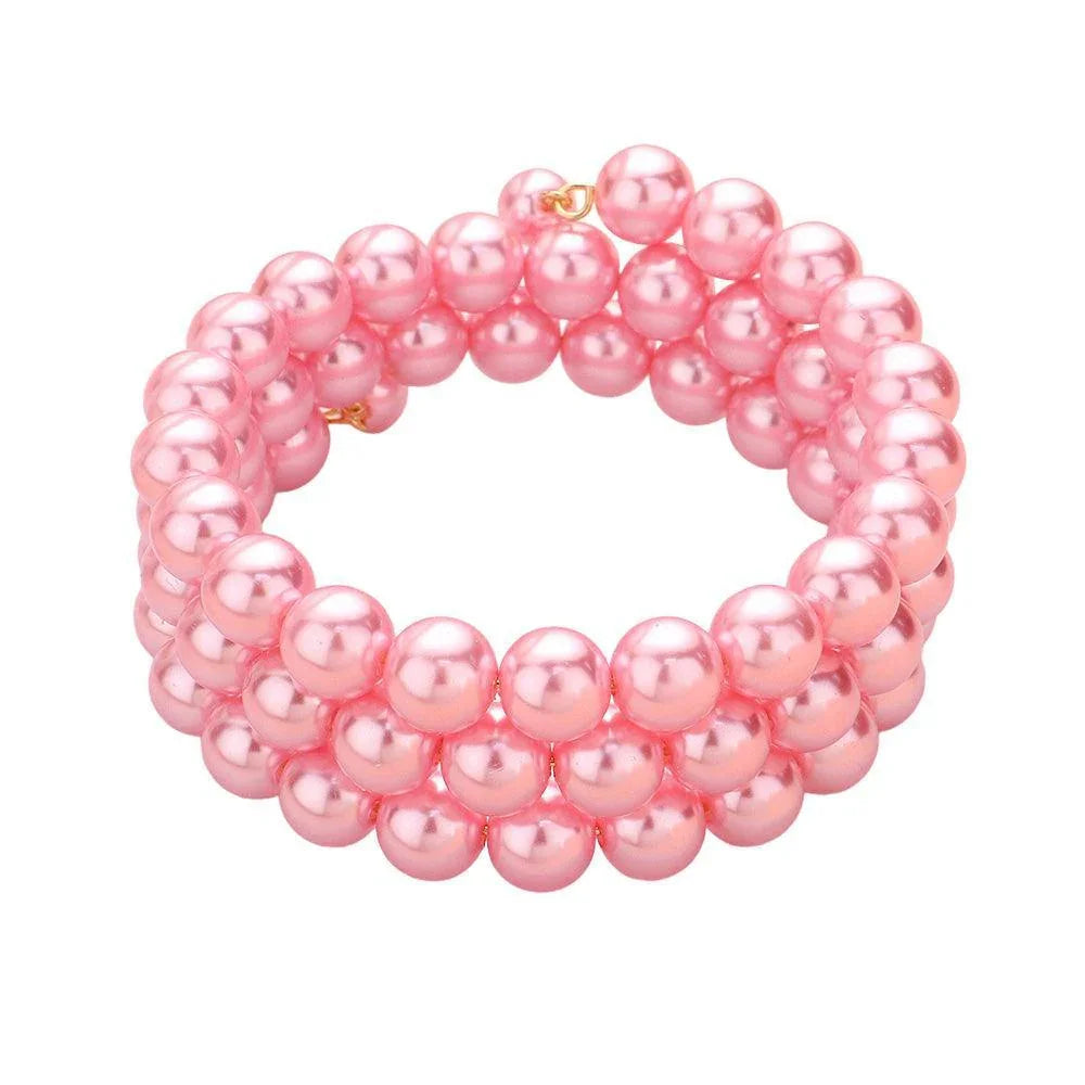 Pink Barbie Pink Pearl Coil Bracelet - Jewelry Store by Erik Rayo