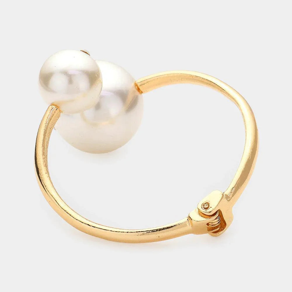 Cream Hinged Pearl Rhinestone Bracelet - Jewelry Store by Erik Rayo