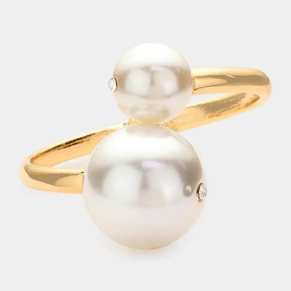 Cream Hinged Pearl Rhinestone Bracelet - Jewelry Store by Erik Rayo