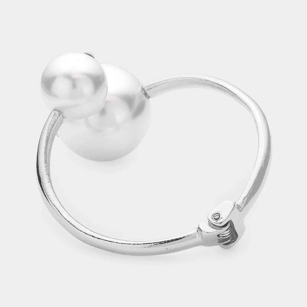 White Hinged Pearl Rhinestone Bracelet - Jewelry Store by Erik Rayo