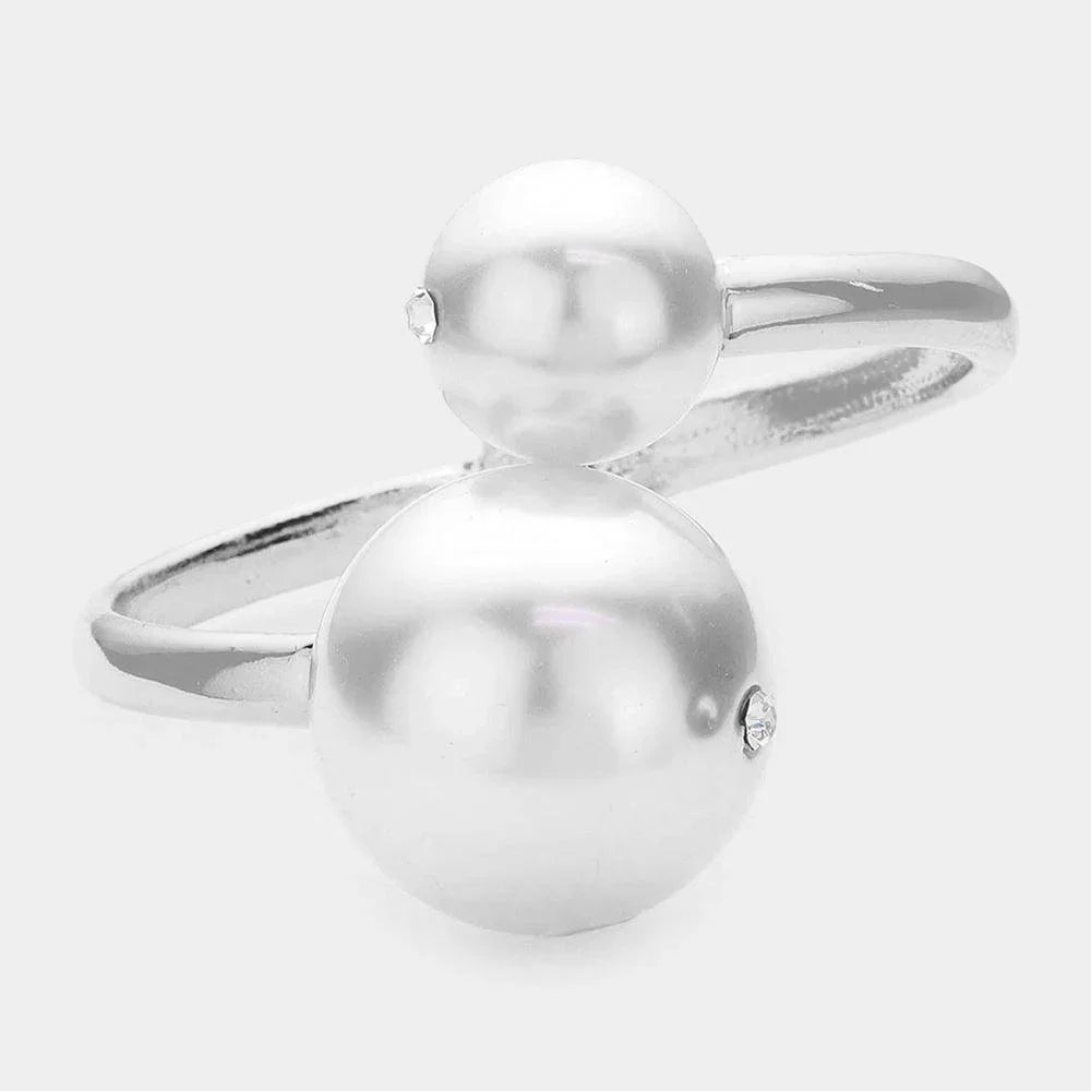 White Hinged Pearl Rhinestone Bracelet - Jewelry Store by Erik Rayo