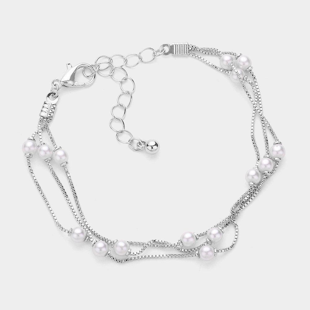 Triple Peal Layered Station Bracelet