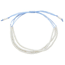 Load image into Gallery viewer, Cream Seed Pearl Beaded Triple Layered Cinch Pull Tie Bracelet
