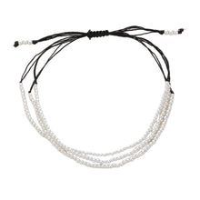 Load image into Gallery viewer, Cream Seed Pearl Beaded Triple Layered Cinch Pull Tie Bracelet
