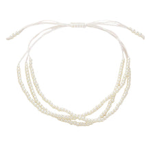 Load image into Gallery viewer, White Seed Pearl Beaded Triple Layered Cinch Pull Tie Bracelet
