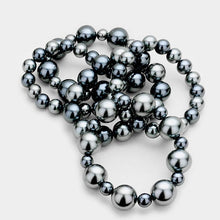 Load image into Gallery viewer, Gray 5PCS  Pearl Strand Stretch Bracelets
