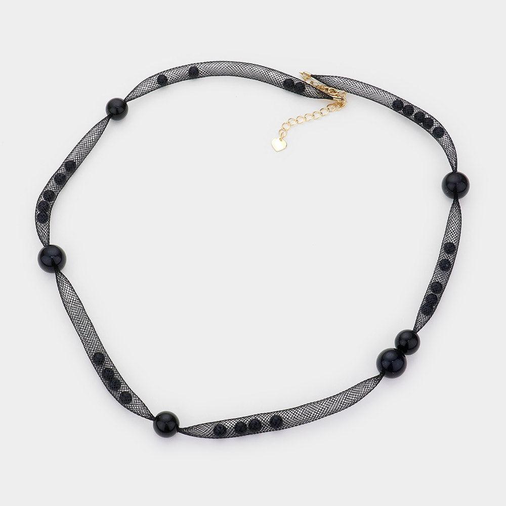 Black Pearl Accented Mesh Wrap Bracelet - Jewelry Store by Erik Rayo