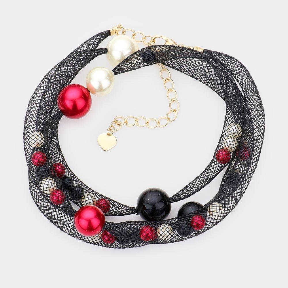 Black Pearl Accented Mesh Wrap Bracelet - Jewelry Store by Erik Rayo