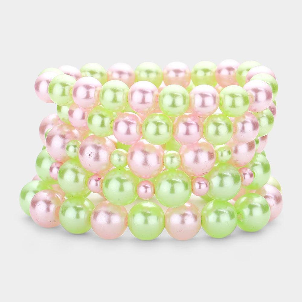 Pink 5PCS - Pearl Stretch Bracelets