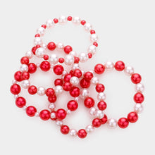 Load image into Gallery viewer, Red 5PCS - Pearl Stretch Bracelets
