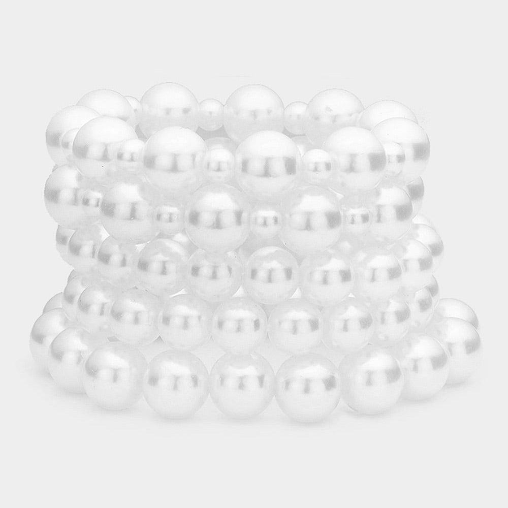 White 5PCS - Pearl Stretch Bracelets