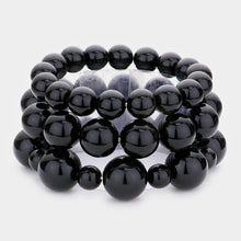 Load image into Gallery viewer, Black 3PCS  Pearl Strand Stretch Bracelets
