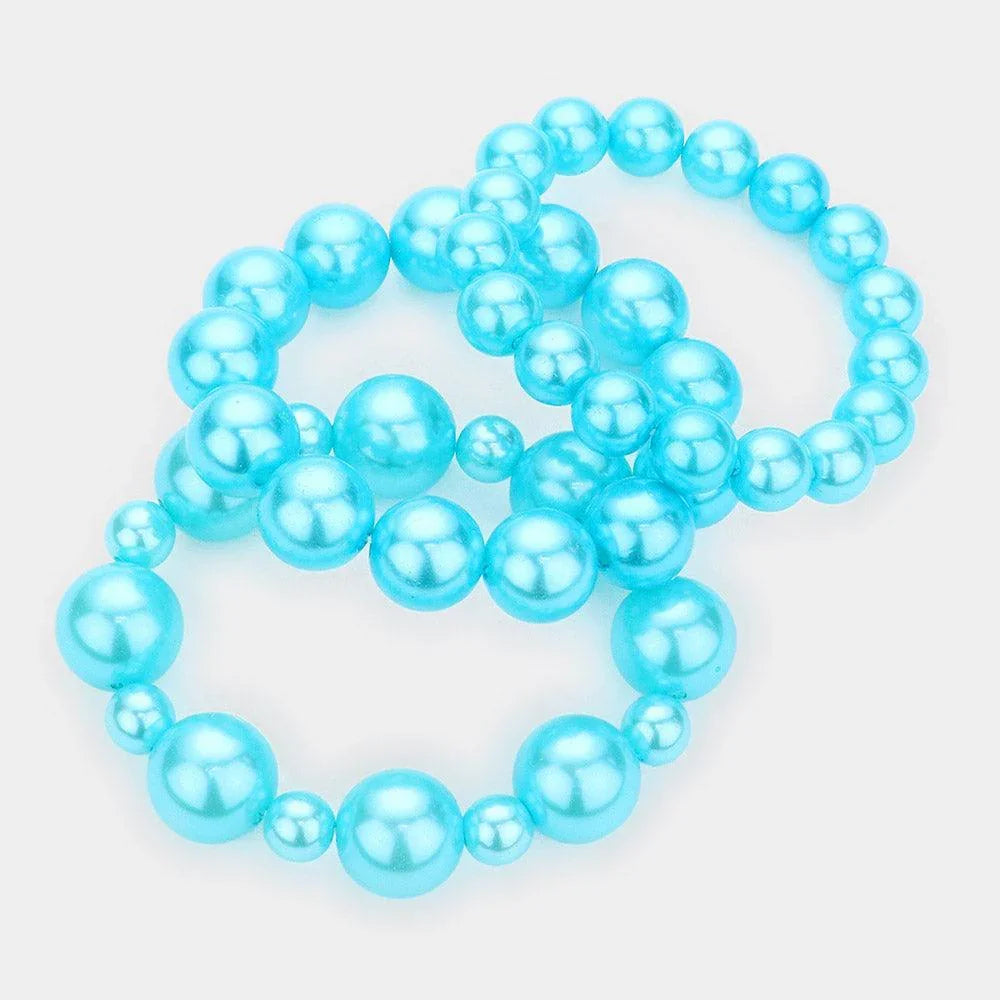 Turquoise 3PCS - Pearl Strand Stretch Bracelets - Jewelry Store by Erik Rayo