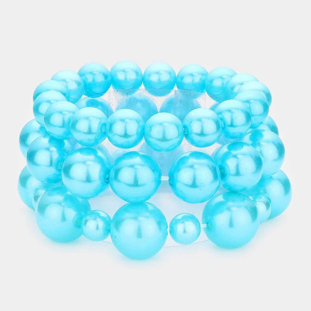Turquoise 3PCS - Pearl Strand Stretch Bracelets - Jewelry Store by Erik Rayo